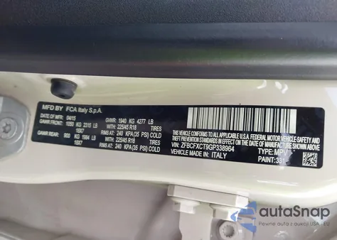 2016 Fiat 500X Trekking z USA, uszkodzony, nr VIN ZFBCFXCT9GP338964